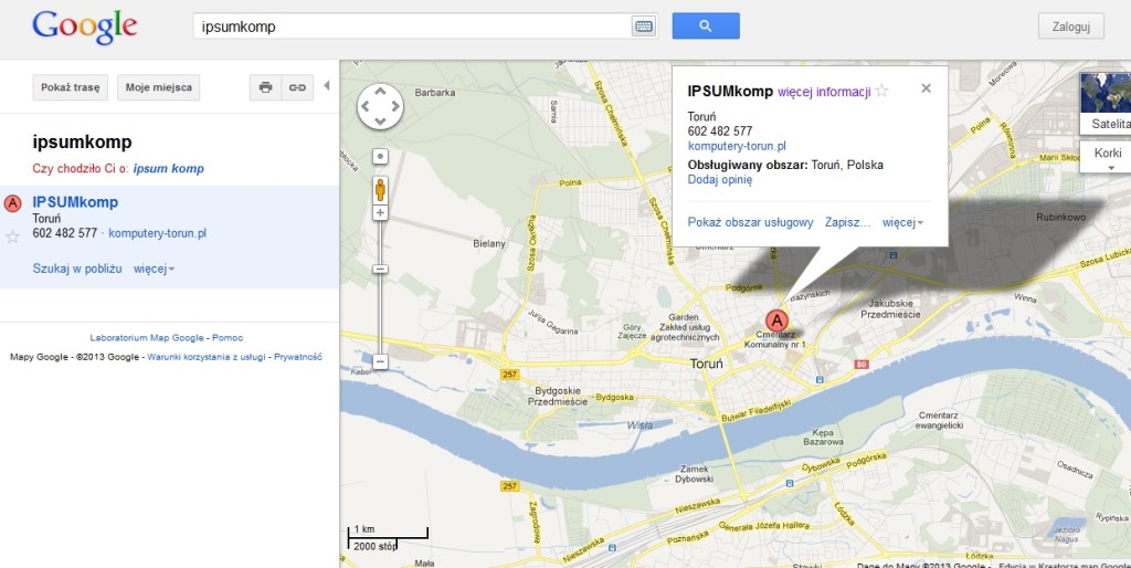 IPSUMkomp - serwis komputerowy Toruń na mapach Google