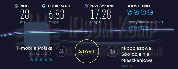 Test internetu domowego od T-mobile Polska